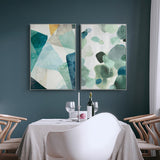Wall Art 50cmx70cm Green Marble 2 Sets White Frame Canvas - Front View