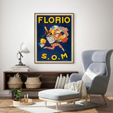 Wall Art 80cmx120cm Florio S.O.M Black Frame Canvas - Front View