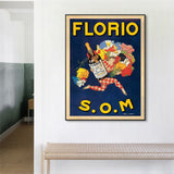 Wall Art 80cmx120cm Florio S.O.M Black Frame Canvas - Side View