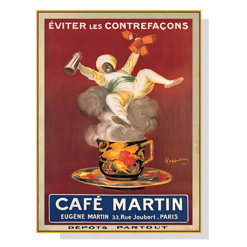 Cafe Martin Canvas Art with Gold Frame - 40cm x 60cm