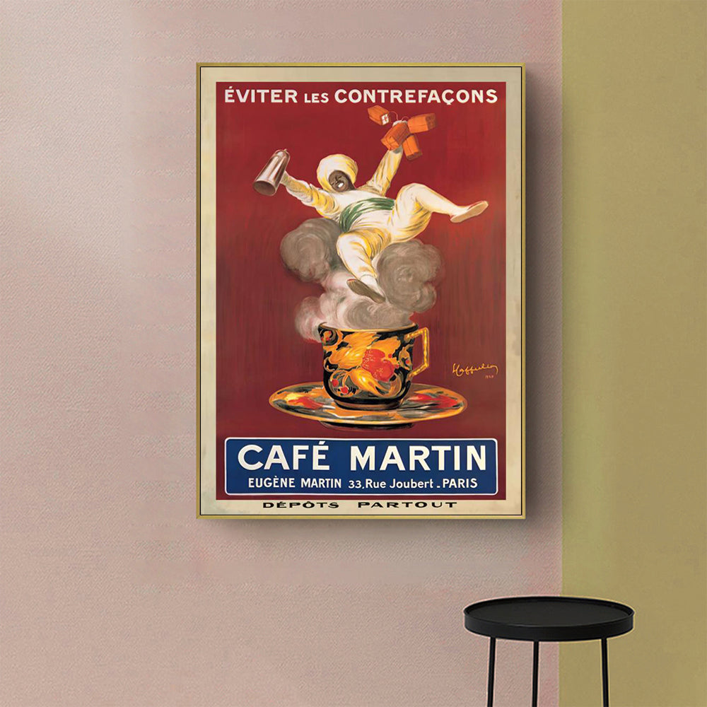 Cafe Martin Canvas Art with Gold Frame - 40cm x 60cm