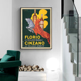 Wall Art 80cmx120cm Florio Cinzano Black Frame Canvas - Front View