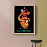 Bitter Campari Canvas Art with Gold Frame - 100cm x 150cm - Side View