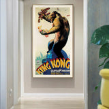 Wall Art 40cmx80cm King Kong 1933 Gold Frame Canvas - Side View