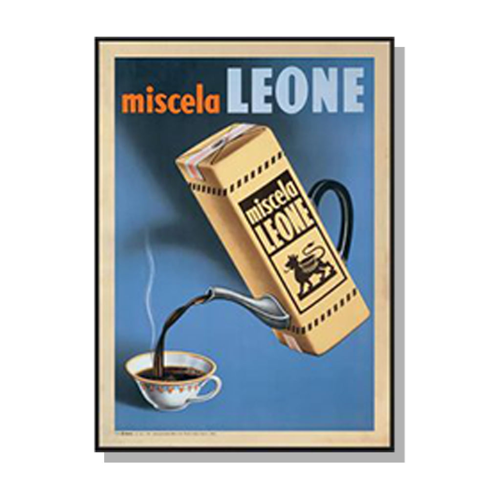 Miscela Leone 1950 Black Framed Canvas Wall Art - 40cm x 60cm Premium Print