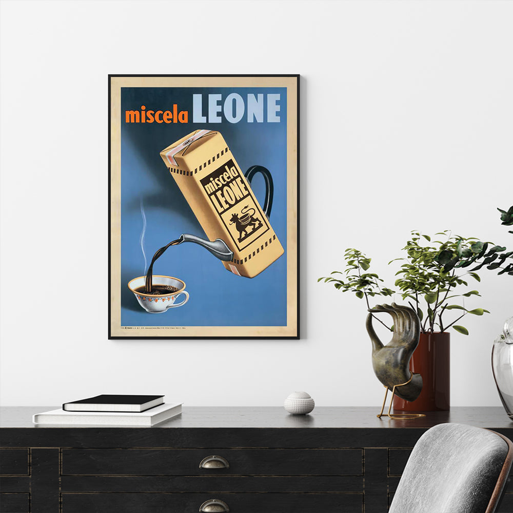 Miscela Leone 1950 Black Framed Canvas Wall Art - 40cm x 60cm Premium Print