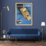 Wall Art 70cmx100cm Miscela Leone, 1950 Black Frame Canvas - Side View