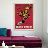 Wall Art 50cmx70cm Porto Pitters Vintage Gold Frame Canvas - Front View