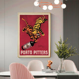 Vintage Gold Framed Porto Pitters Canvas Art - 40cm x 60cm - Side View