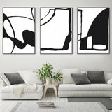 Black and White Canvas Wall Art Set - 80cm x 120cm with Elegant Black Frames - Front View