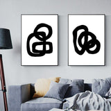 Black and White Canvas Wall Art Set with Floating Frame - 90cm x 135cm - Front View
