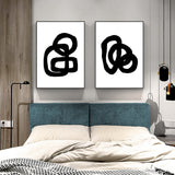 Black and White Canvas Wall Art Set with Floating Frame - 90cm x 135cm - Side View
