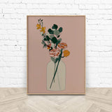 Bohemian Floral Canvas Art with Wooden Frame - 40cm x 60cm - Front View