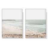 Wall Art 50cmx70cm Coastal Prints 2 Sets White Frame Canvas