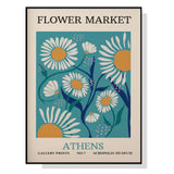 Athens Flower Market Canvas Art - 40x60cm Framed Print with Black Frame