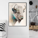 Wall Art 80cmx120cm Great White Buffalo Black Frame Canvas - Front View