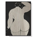 Mid-Century Black Framed Canvas Art - 40cm x 60cm Elegant Lady Print