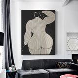 Wall Art 80cmx120cm Mid Century Lady Black Frame Canvas - Front View
