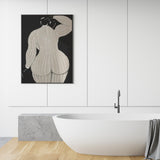 Wall Art 80cmx120cm Mid Century Lady Black Frame Canvas - Side View