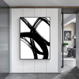 Minimalist Black Canvas Art with Floating Frame - 100cm x 150cm - Front View