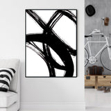 Minimalist Black Canvas Art with Floating Frame - 100cm x 150cm - Side View