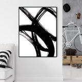Wall Art 60cmx90cm Minimalist Black Artwork Black Frame Canvas