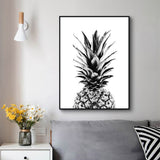 Framed Canvas Art: 40x60cm Pineapple Print in Elegant Black Frame