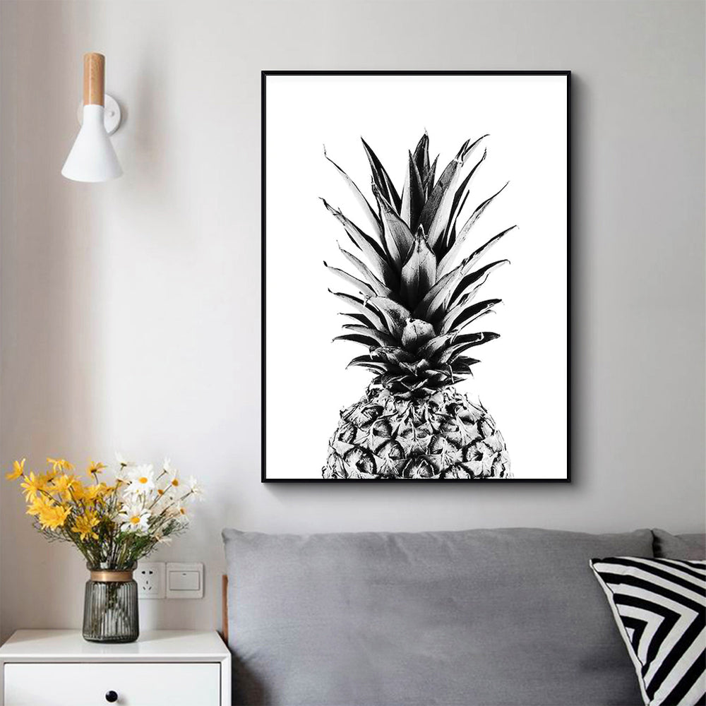 Framed Canvas Art: 40x60cm Pineapple Print in Elegant Black Frame