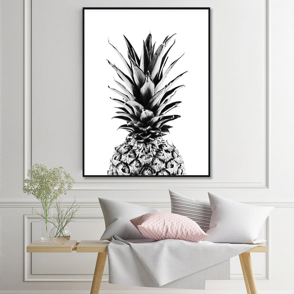 Framed Canvas Art: 40x60cm Pineapple Print in Elegant Black Frame