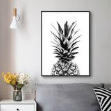 Wall Art 60cmx90cm Pineapple Black Frame Canvas - Side View