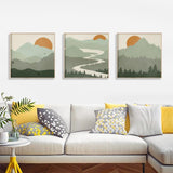 Wall Art 70cmx70cm Sage Green Landscapes 3 Sets Wood Frame Canvas - Top-Down View