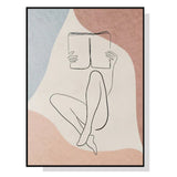 Elegant Canvas Art: Woman Immersed in a Book - Framed 40cm x 60cm