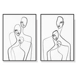 Abstract Figures Wall Art Set - 40cm x 60cm Framed Canvas in Black