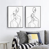 Abstract Figures Wall Art Set - 40cm x 60cm Framed Canvas in Black - Front View