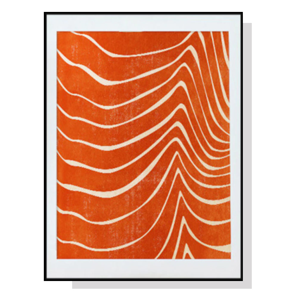 Abstract Elegance: 40x60cm Orange and Black Framed Canvas Art