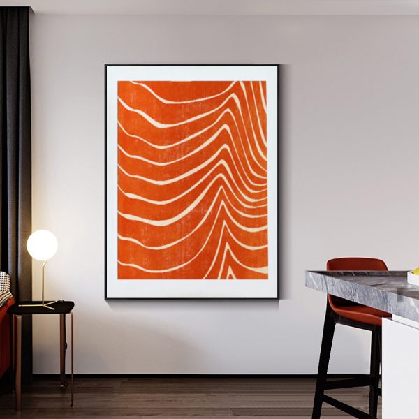 Abstract Elegance: 40x60cm Orange and Black Framed Canvas Art