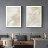 Beige and Sage Green Canvas Wall Art Set with Gold Frame - 90cm x 135cm - Side View