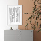 Wall Art 70cmx100cm Black And White Lines White Frame Canvas