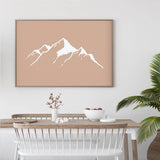 Black and White Mountain Triptych Canvas Art - 70cm x 100cm with White Frame - Front View