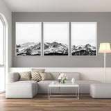 Wall Art 60cmx90cm Black White Mountain 3 Sets White Frame Canvas - Front View