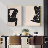Elegant Female Figure Canvas Art Set with Gold Frame - 100cm x 150cm - Front View