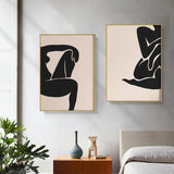 Elegant Female Figure Canvas Art Set with Gold Frame - 100cm x 150cm - Side View