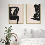 Wall Art 60cmx90cm Female Figure 2 Sets Gold Frame Canvas - Top-Down View