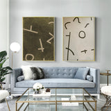 Wall Art 60cmx90cm Neutral Composition 2 Sets Gold Frame Canvas