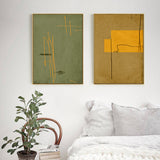 Elegant Gold Framed Canvas Wall Art - United Study Set of 2 (100cm x 150cm) - Front View