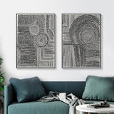 Elegant Clustered Dots Canvas Art with Black Floating Frame - 90cm x 135cm, Set of 2 - Side View
