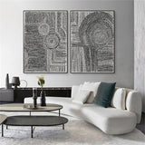 Clustered Dots Canvas Wall Art Set with Black Frame - 100cm x 135cm - Front View