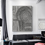 Wall Art 80cmx120cm Clustered Dots B Black Frame Canvas - Front View
