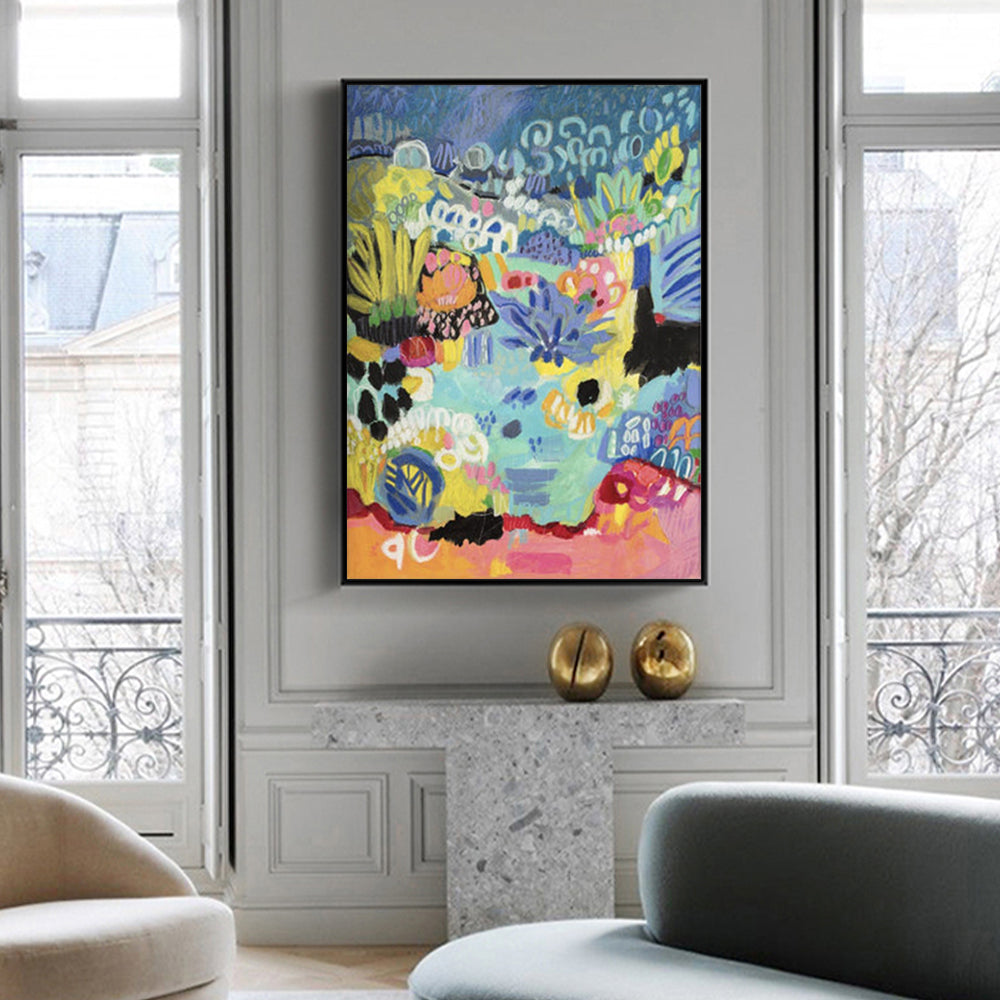 Summer Smile Canvas Wall Art - 100cm x 150cm with Black Floating Frame