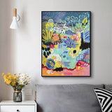Summer Smile Canvas Wall Art - 100cm x 150cm with Black Floating Frame - Top-Down View